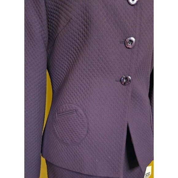 Bill Blass Skirt Suit Womens Violet Quilted Circle Pockets 10 Purple NWT Vintage - Picture 3 of 16